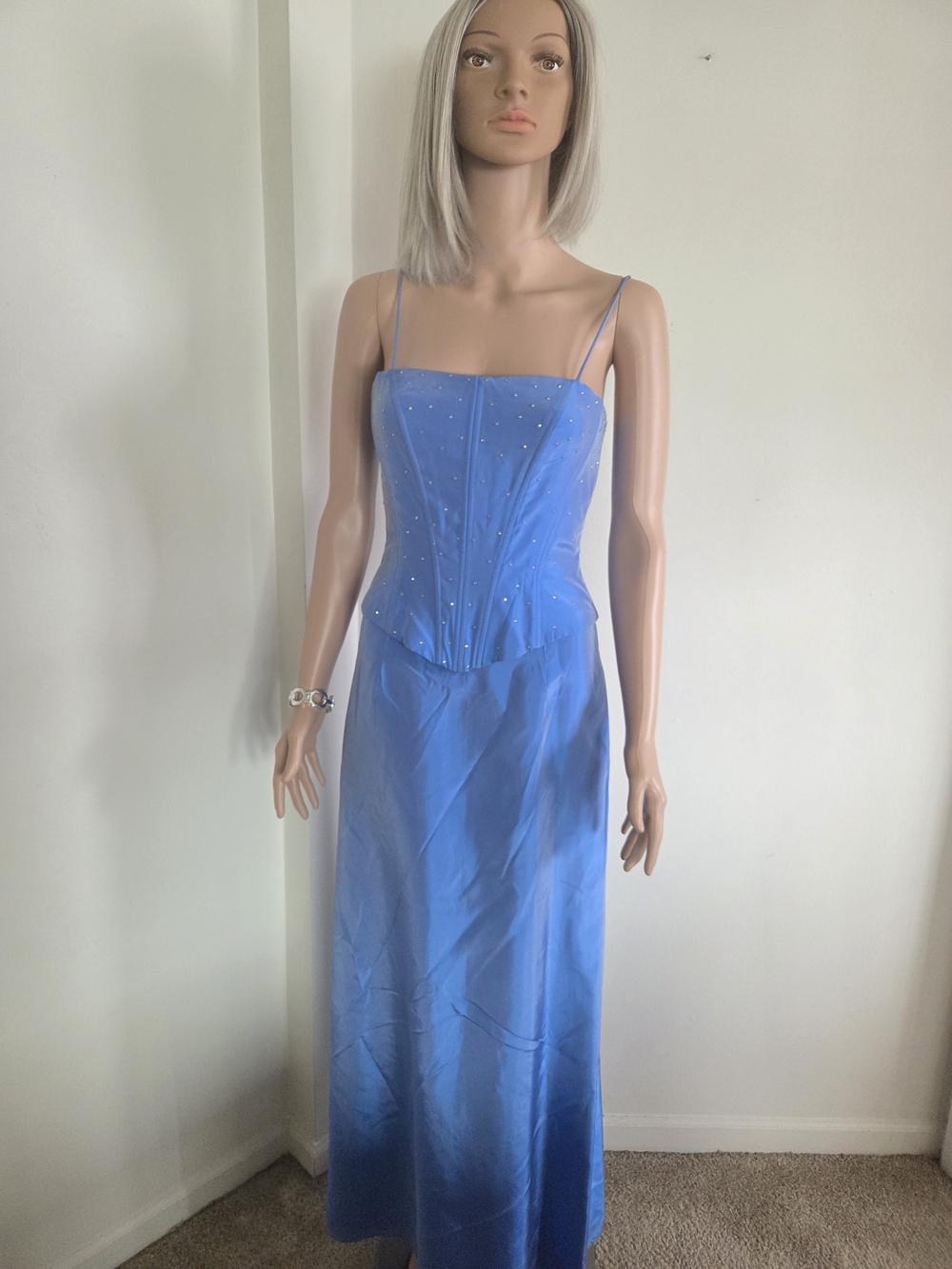 Jessica McClintock Millennium 2000 Iridescent Blue Dress Size 4 Prom Formal